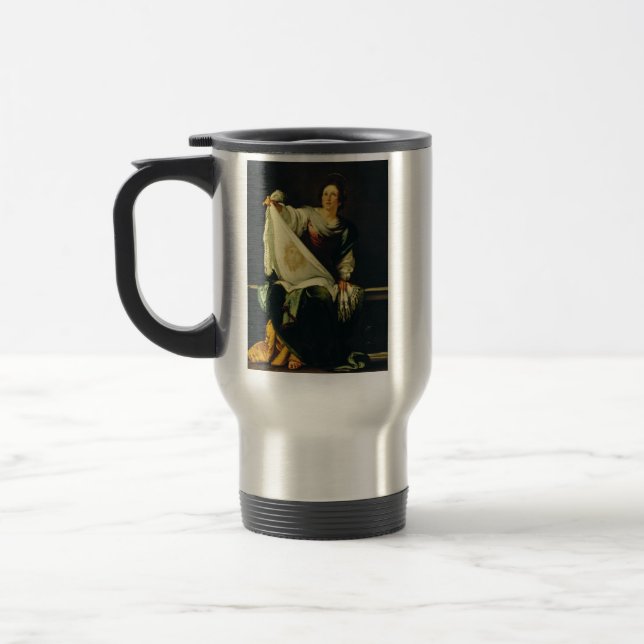 Saint Veronica by Bernardo Strozzi Travel Mug (Left)