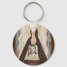 Saint Veronica Jesus face vintage art painting Keychain
