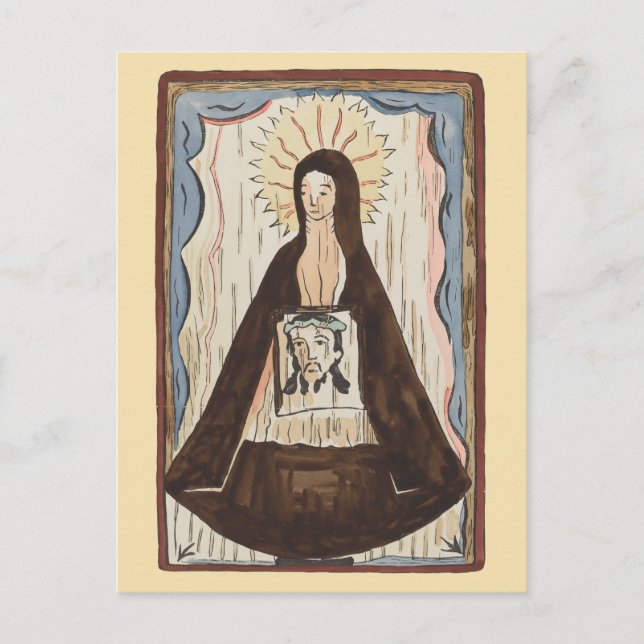 Saint Veronica Jesus face vintage art painting Postcard (Front)
