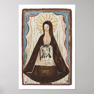 Saint Veronica Jesus face vintage art painting Poster