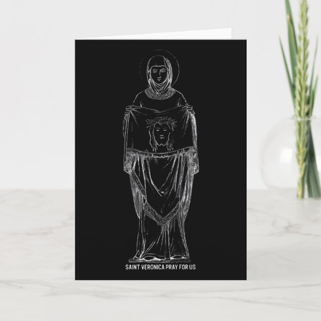 Saint Veronica Pray For Us Catholic Christian Fait Card (Front)