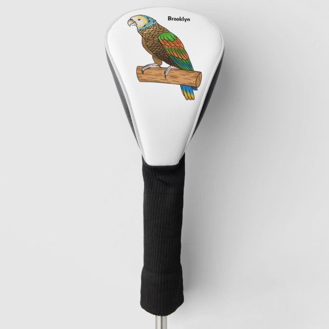 Saint Vincent amazon bird cartoon illustration Golf Head Cover (Front)