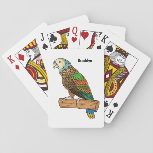 Saint Vincent amazon bird cartoon illustration Poker Cards