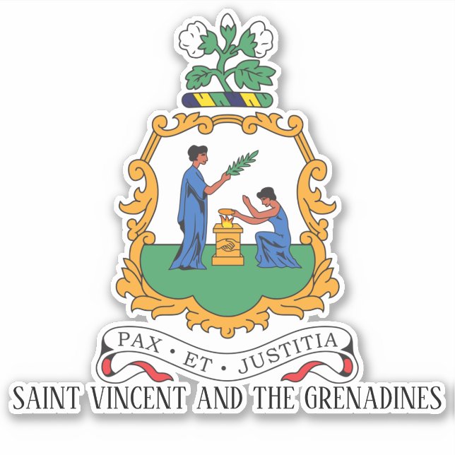Saint Vincent and Grenadines National Coat Of Arms Sticker (Front)