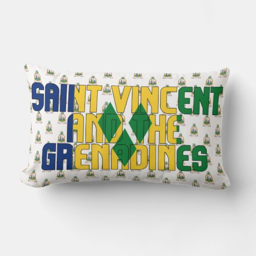 Saint Vincent and the Grenadines Flag and Coat Lumbar Pillow