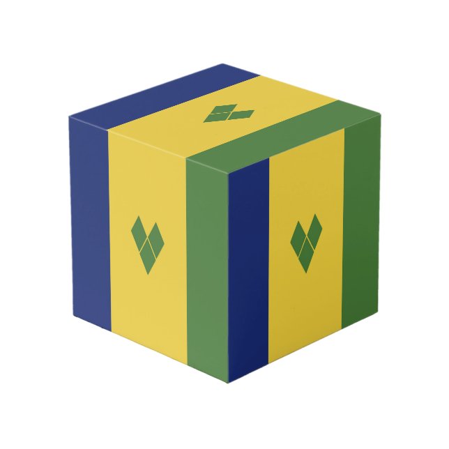 Saint Vincent and the Grenadines flag Cube (Front Angled)