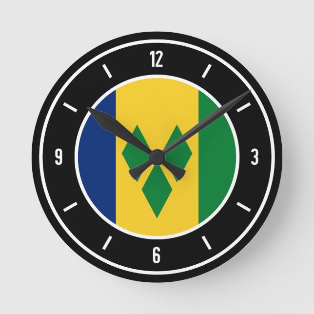 Saint Vincent and the Grenadines Flag Elegant Round Clock (Front)