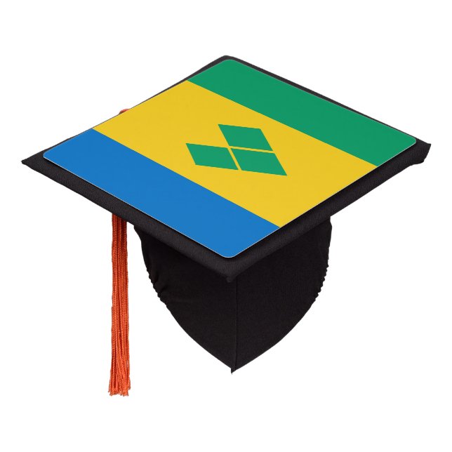 Saint Vincent and the Grenadines Flag Graduation Cap Topper (Angled)