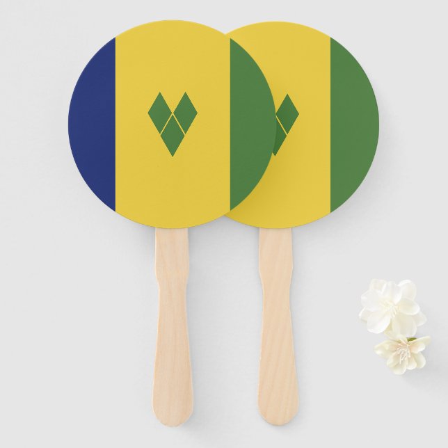 Saint Vincent and the Grenadines flag Hand Fan (Front and Back)