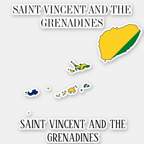 Saint Vincent and the Grenadines Flag Map Sticker