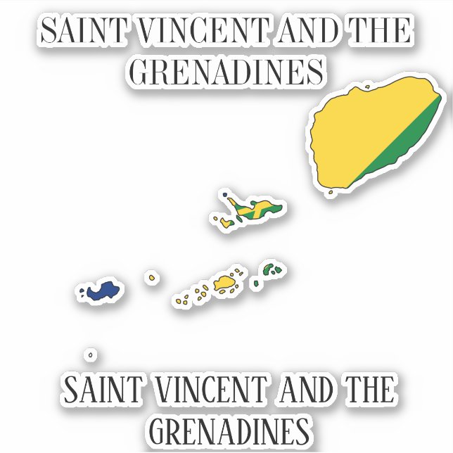 Saint Vincent and the Grenadines Flag Map Sticker (Front)