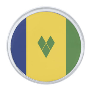 Saint Vincent and the Grenadines flag Silver Finish Lapel Pin