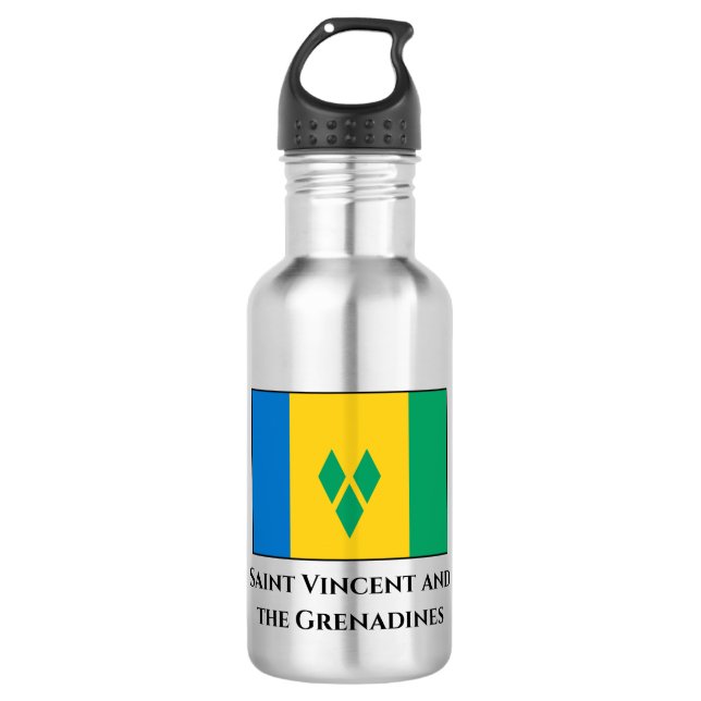 Saint Vincent and the Grenadines Flag Stainless Steel Water Bottle (Front)