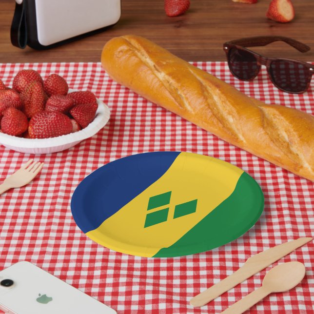 Saint Vincent and the Grenadines Flag Vincy Paper Plates (Picnic)