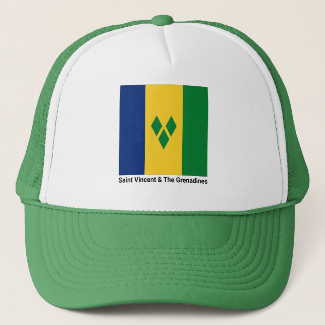 Saint Vincent and the Grenadines Flag Vincy Trucker Hat (Front)