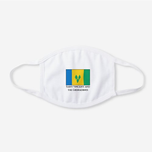 Saint Vincent and the Grenadines Flag White Cotton Face Mask