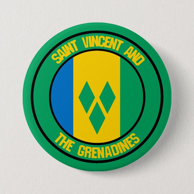Saint Vincent and the Grenadines Round Emblem Button (Front)