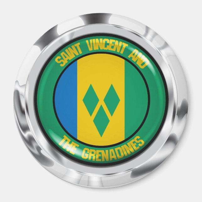 Saint Vincent and the Grenadines Round Emblem Magnet (Front)