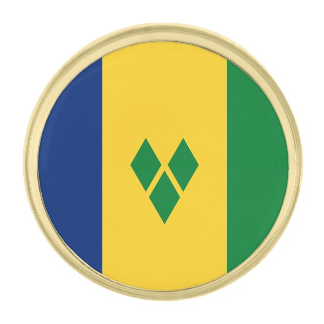 Saint Vincent Flag Gold Finish Lapel Pin (Front)