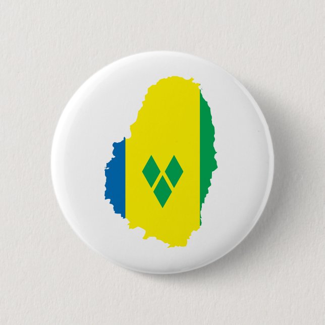 Saint Vincent Flag Map full size Pinback Button (Front)