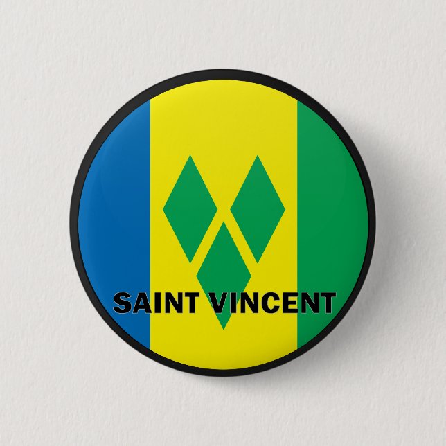 Saint Vincent Roundel quality Flag Pinback Button (Front)