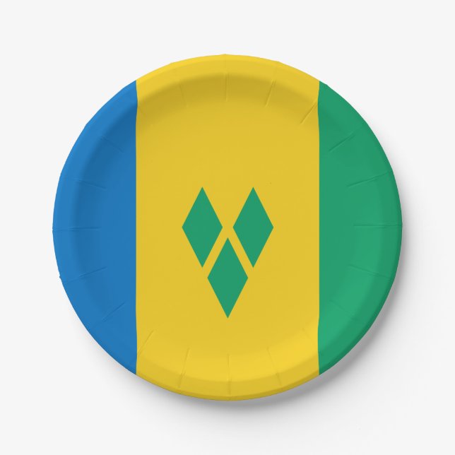 Saint Vincent & the Grenadines Flag Paper Plates (Front)