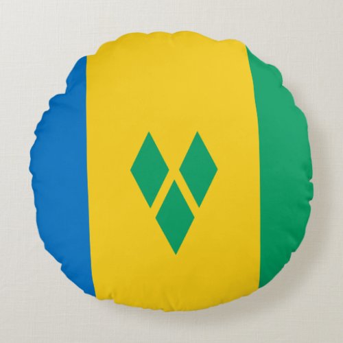 Saint Vincent  the Grenadines Flag Round Pillow