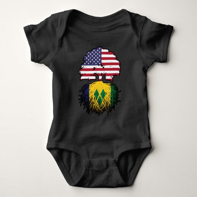 Saint Vincent Vincentian American USA Tree Roots Baby Bodysuit (Front)