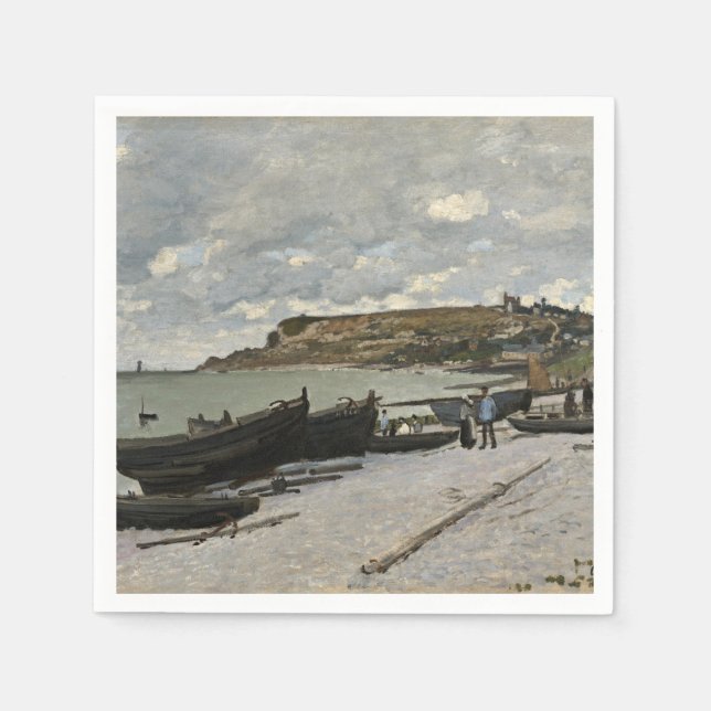 Sainte-Adresse by Monet - Boats Sea Cloudy Sky Napkins (Front)