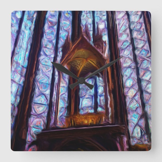 Sainte-Chapelle stained glass in Paris - Oil Square Wall Clock (Front)