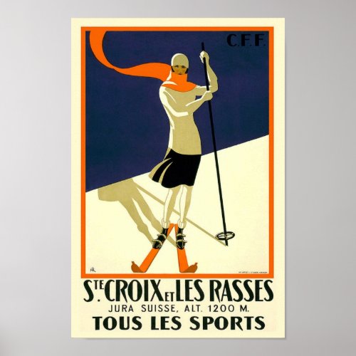 Sainte Croix Les Rasses Switzerland Vintage Travel Poster
