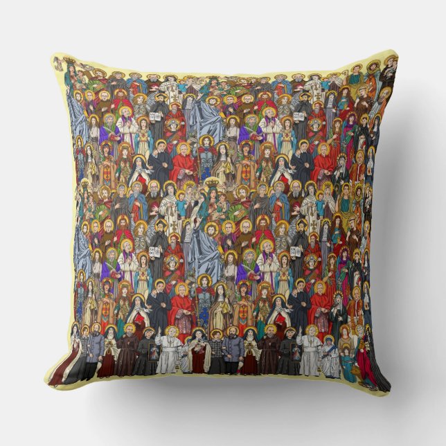 Saints, All saints, Catholic Saints Throw Pillow (Front)