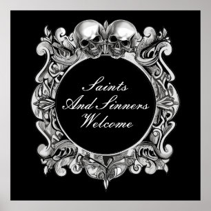 Saints And Sinners Halloween Party Welcome Sign