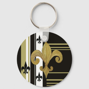 Saints Black and Gold Fleur de lis Keychain