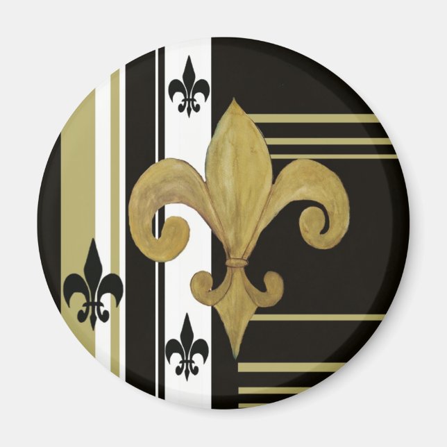 Saints Black and Gold Fleur de lis Magnet (Front)