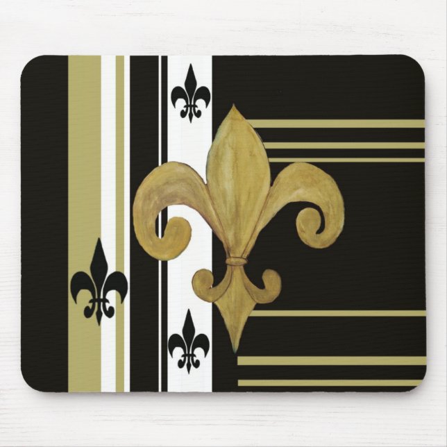 Saints Black and Gold Fleur de lis Mouse Pad (Front)