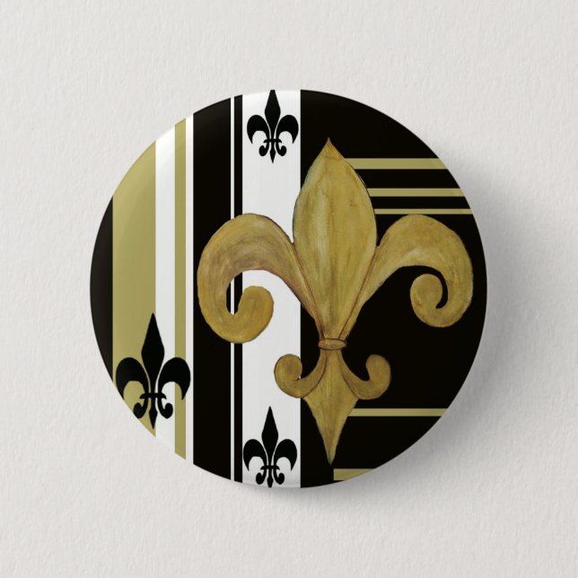 Saints Black and Gold Fleur de lis Pinback Button (Front)