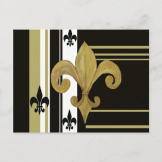 Saints Black and Gold Fleur de lis Postcard