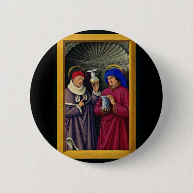 Saints Cosmas and Damian by Jean Bourdichon Button (Front)