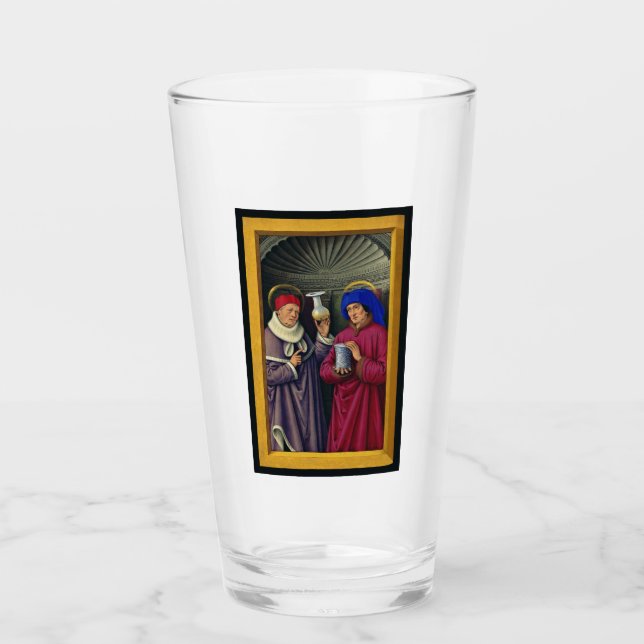Saints Cosmas and Damian by Jean Bourdichon Glass (Front)