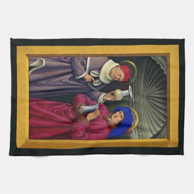 Saints Cosmas and Damian by Jean Bourdichon Kitchen Towel (Horizontal)