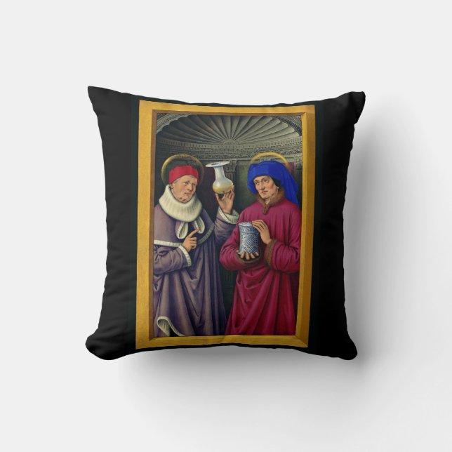 Saints Cosmas and Damian by Jean Bourdichon Throw Pillow (Front)
