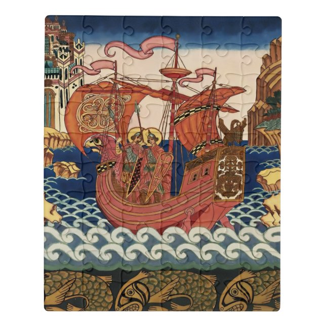 Saints on the Ship by Ivan Bilibin Jigsaw Puzzle (Puzzle Vertical)