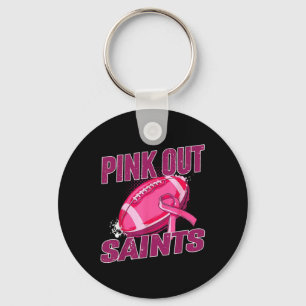 Saints Pink Out Football Tackle Breast Cancer  Keychain