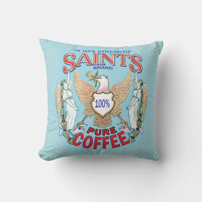 Saints Pure Coffee Throw Pillow (Front)