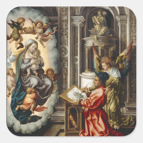 Saints with Mary and Baby Jesus Square Sticker