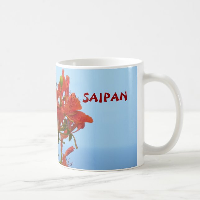 Saipan Flame Blossoms On An Ocean Of Blue Coffee Mug (Right)