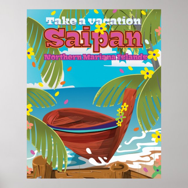 Saipan island travel poster . (Front)