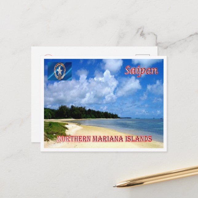Saipan - Northern Mariana Islands - Tanapag Beach Postcard (Front/Back In Situ)