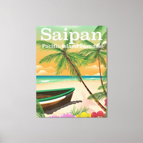Saipan vintage style travel poster canvas print